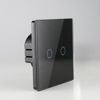86 Size 2 Gang Single Live No Neutral Tempered Glass Touch Wall Switch