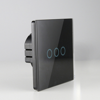 86 size 3 Gang Single Live Tempered Glass Touch Wall Switch