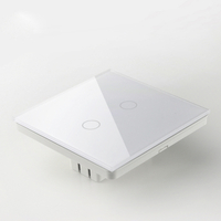 86 Size 2 Gang Live +Neutral Tempered Glass Touch Wall Switch