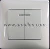 PC 2 Gang 1 Way Wall Mount Light Switch with Led Lamp
