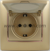16A Golden Dust-proof Cap Germany Power Socket Outlet 