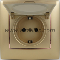 16A Golden Dust-proof Cap Germany Power Socket Outlet 