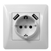  2P+E Power Socket with Two Port 2.1A 2.4A USB Cahrging Outlet