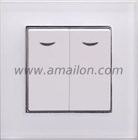 Glass 2G 1Way Light Switch with Led Lamp