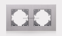 2 Gang Metal Aliminium Light Switch Socket Accessories Frames 