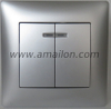 PC 2 Gang 1 Way Wall Mount Light Switch with Led Lamp