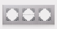 3 Gang Metal Aliminium Light Switch Socket Accessories Frames 