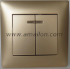 PC 2 Gang 1 Way Wall Mount Light Switch with Led Lamp