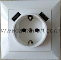 Schuko with Two Port 2.1A 2.4A USB Charging Socket Outlet
