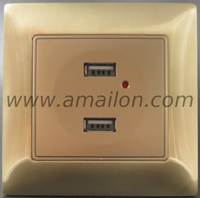 Metal EU Standard 2.1A 2.4A Dual USB Charging Socket Outlet 