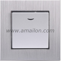 Metal Aluminium 1G 1 Way White Wall Light Switch with Led Indicator