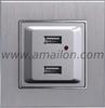 Metal Aluminium Two Port Fast Charging Usb Wall Outlet 