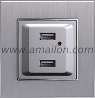 Metal Aluminium Two Port Fast Charging Usb Wall Outlet 