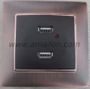 Metal EU Standard 2.1A 2.4A Dual USB Charging Socket Outlet 