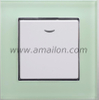 Tempered Glass 1G 1 Way White Wall Switch with Led Lamp