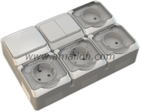 IP54 Water Proof 6Gang Wall Light Switched Socket Outlet 