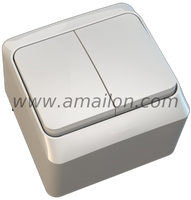  IP54 Waterproof 2 Gang 1 Way Light Switch 