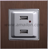 Metal Aluminium Two Port Fast Charging Usb Wall Outlet 