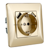  2P+E Power Socket with Two Port 2.1A 2.4A USB Cahrging Outlet