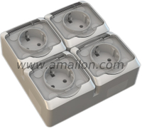 4 Gang IP54 WaterProof 2P+E germany Power Socket Outlet 