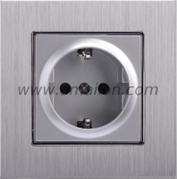 Metal Aluminium 16A 2P+E European Germany Socket Outlet