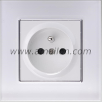 Glass 16A 2P+T wall mouted socket Outlet 
