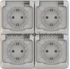 4 Gang IP54 WaterProof 2P+E germany Power Socket Outlet 