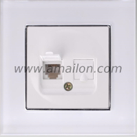Glass Tel + Data Rj11+Rj45 Socket 