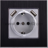  Metal Aluminium 2P+E Germany power socket Outlet with Two Port 2.1A 2.4A USB 